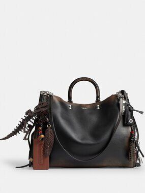 Coach Rogue Bag 40 In Loved Leather With Charms